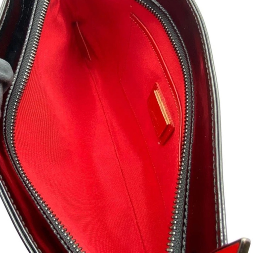 Christian Louboutin Crossbody Spiked Heart Patent Leather Ruby Posh Clutch Bag - Picture 12 of 16